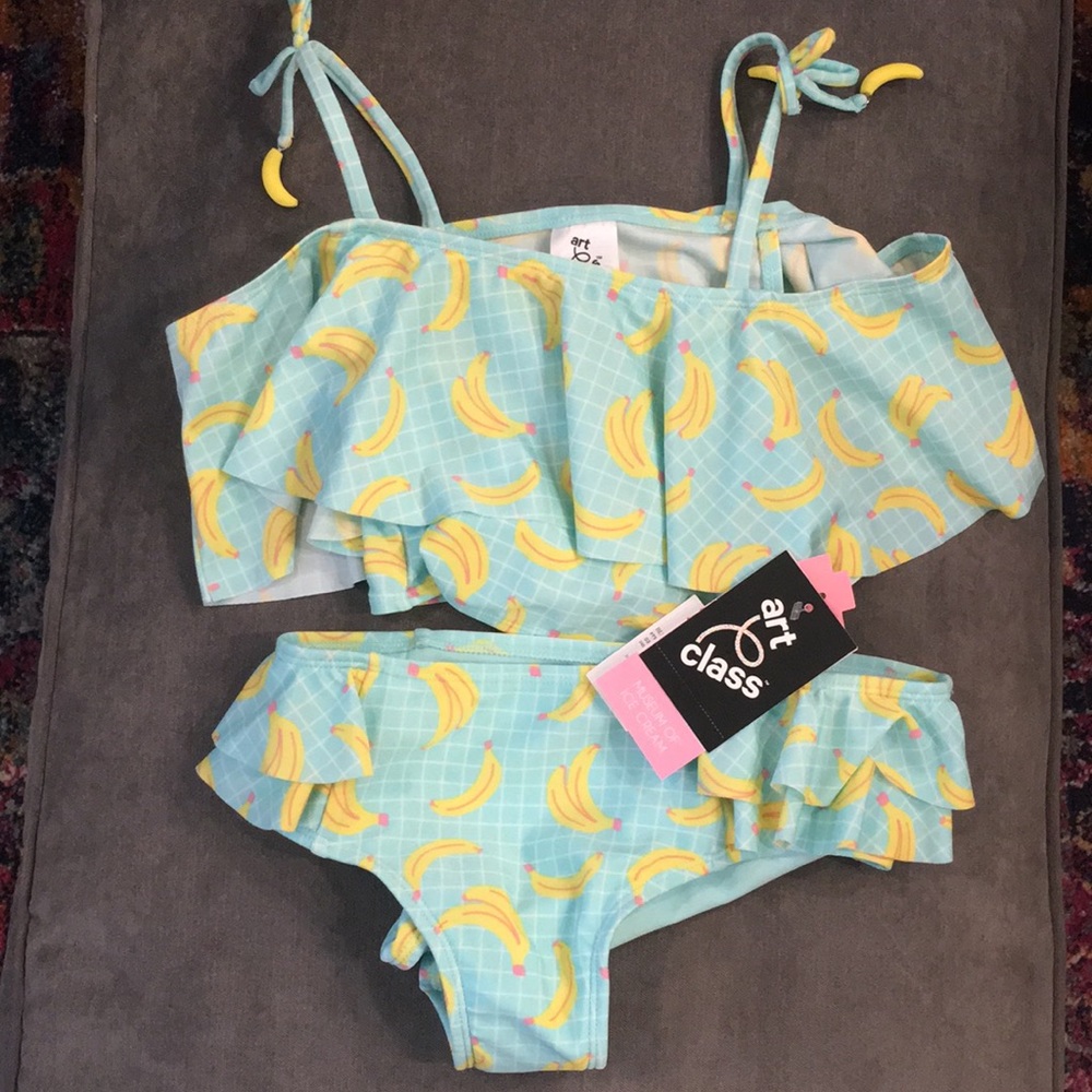 Girls Art Class Banana Ruffled Bikini Size 10/12 L